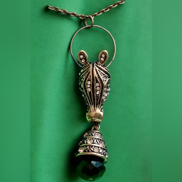 Unique & Sparkling Gold and Black Zebra Pendant Necklace. NWT - Picture 6 of 13